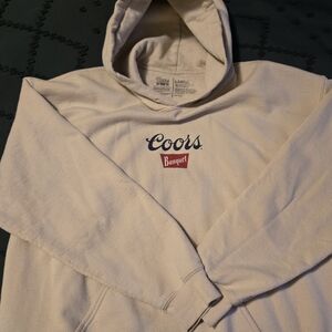 Coors Banquet Cream Color Hoodie Large Vintage Inspo
